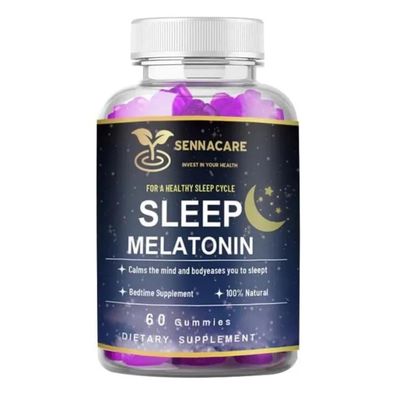 Sennacare Melatonin Gummies for Adults, Sleep Support Supplement with L-Theanine, Chamomile, Lemon Balm, 60 Count - Natural Aid for Restful Sleep