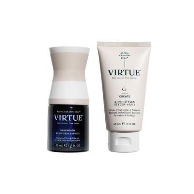 VIRTUE Healing Hair Oil 6-in-1 Styling Cream Bundle, Repair, Protect, and Style for All Hair Types, Color Safe