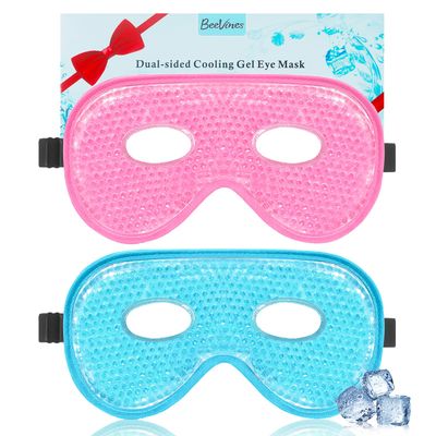 BeeVines Gel Eye Mask, 2 Pack XL Jumbo Size Cooling Ice Masks for Puffy Eyes for Men Women, Cold Warm Compress for Post Surgery, Puffiness, Allergies, Sinuses Migraines Treatment