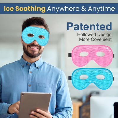 BeeVines Gel Eye Mask, 2 Pack XL Jumbo Size Cooling Ice Masks for Puffy Eyes for Men Women, Cold Warm Compress for Post Surgery, Puffiness, Allergies, Sinuses Migraines Treatment