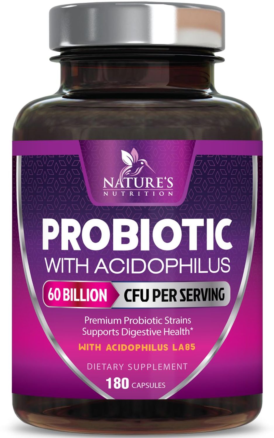 Probiotics 60 Billion CFU per Serving - 10 Strains Prebiotics - Immune, Digestive Gut Health Support, Supports Occasional Constipation, Gas Bloating for Women Men, Shelf Stable - 180 Capsules