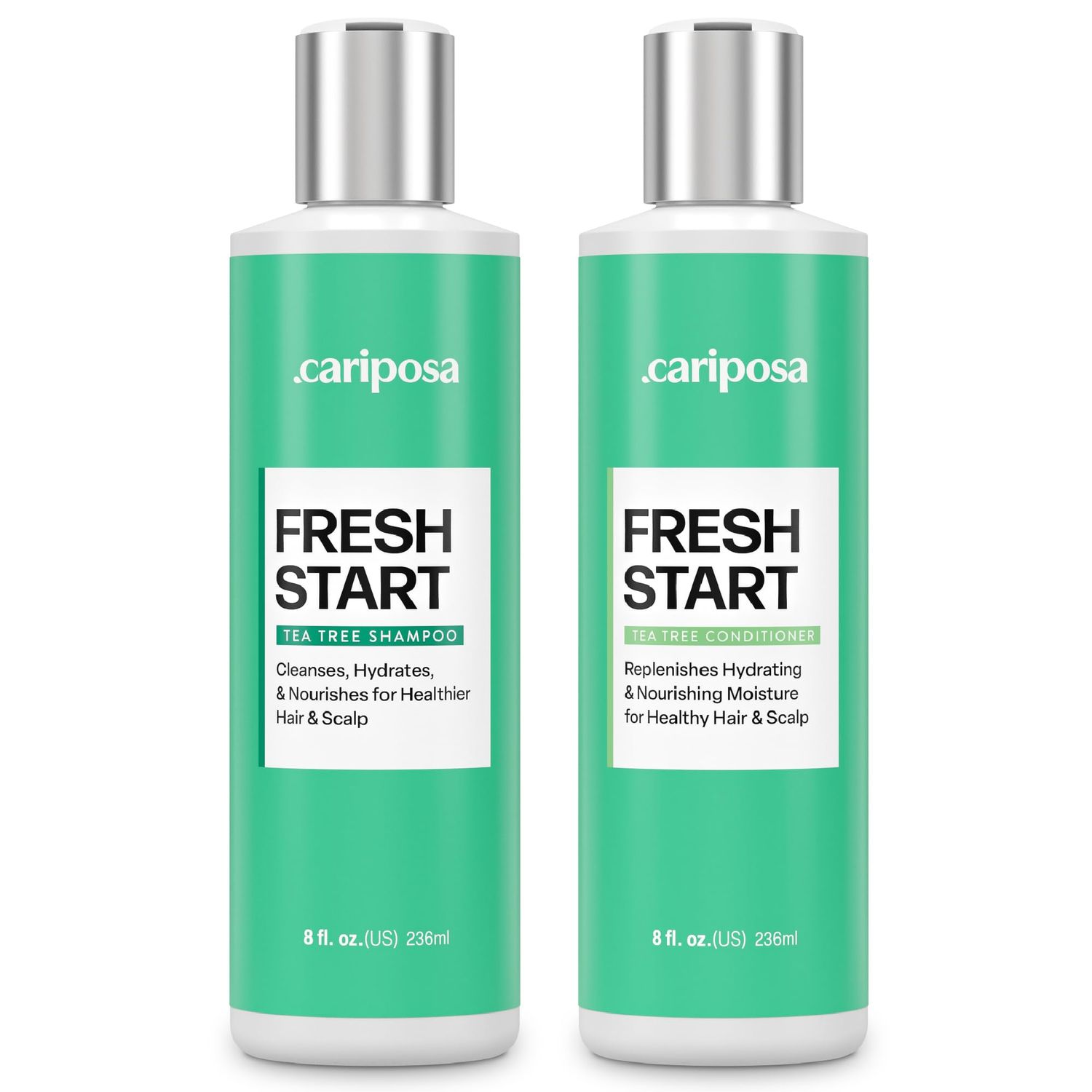 Cariposa Beauty Tea Tree Shampoo and Conditioner Set - Paraben Sulfate Free Dandruff Shampoo for Women Anti Dandruff Conditioner for Flake Free Hair Scalp - Promotes Hair Growth Healthy Scalp