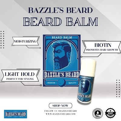 Bazzle's Beard Balm - Tames Unruly Hairs, Promotes Growth with added Biotin.