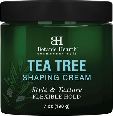 Botanic Hearth Tea Tree Shaping Cream, Hair Styling Cream with Collagen Biotin - Style Texture, Strong Flexible Hold, for All Hair Types - Men and Women - Made in USA - 7 oz