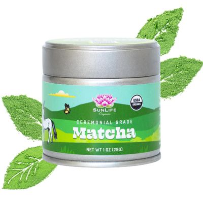Sunlife Organics USDA Organic Matcha Green Tea Powder Tin (30 Grams) Premium Japanese Matcha Powder Authentic Ceremonial Grade