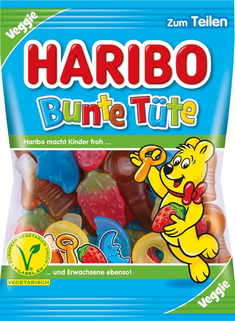 Haribo Bunte Tuete Veggie (Vegetarian) Gummy Candy 175g