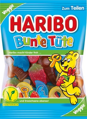 Haribo Bunte Tuete Veggie (Vegetarian) Gummy Candy 175g