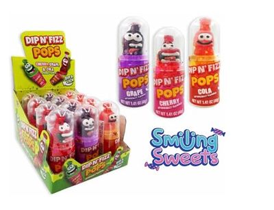 Smiling Sweets Dip N&#39; Fizz, Cherry, Grape and Cola Dip and Lick, Delicious Treat Anytime and Anywhere, Tasty Treats (Pack of 3)