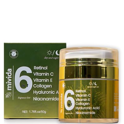 mivida Advanced Retinol Cream for Face Neck 6-in-1 Anti-Aging Moisturizer with Collagen, Hyaluronic Acid, Vitamin C E Firming, Hydrating, Wrinkle-Reducing Daily Face Cream - 1.7 fl oz