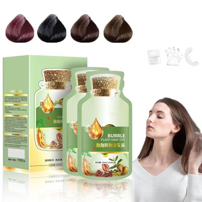 YG LianKai Natural Plant Hair Dye, New Botanical Bubble Hair Dye 20ml 10PacksBox, Chestnut Brown, Pure Plant Extract for Grey Hair Color Bubble Dye, Color Conditioner Shampoo