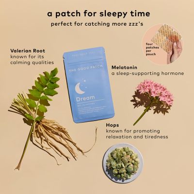 The Good Patch Plant Powered Sleep Support - Sustained Release Dream Patch with Melatonin, Hops, Valerian Root (24 Total Patches)