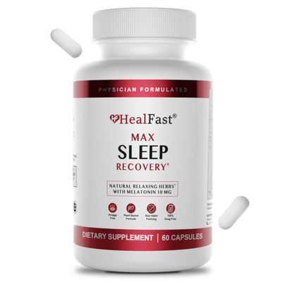 HealFast Physician Formulated Max Sleep Aid with Extra Strength Melatonin 10mg - Fast Dissolving - Natural Sleep Aids for Adults - Melatonin Pills - Herbs, Amino Acids, and Melatonin - 60 Ct