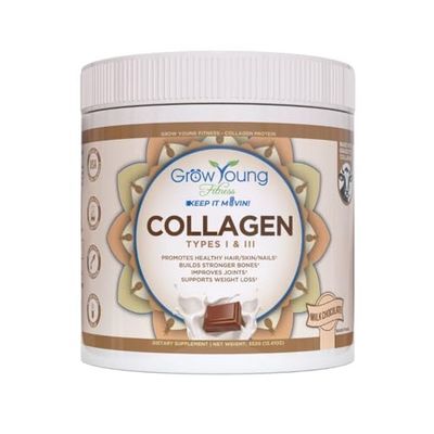 Grow Young Fitness Collagen Protein - Milk Chocolate, Promotes Skin, Bones, Joints, Weight Loss, Sugar Free (12.41 oz) (1 Pack, 20 Servings)