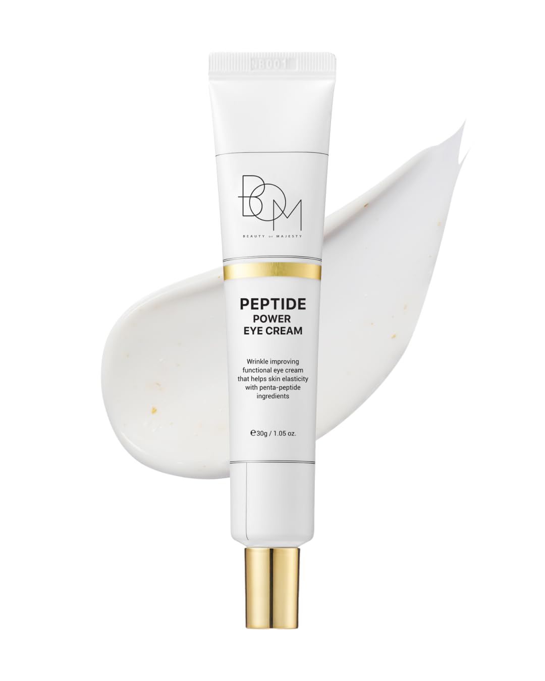 bom COSMETICS Peptide Power Eye Cream 1.05 Fl Oz, Penta-Peptide and 99 Pure Gold Lightweight Eye Cream for Skin Collagen Boost to Reduces Fine Lines, Wrinkles, Enhances Elasticity, Korean Skin Care