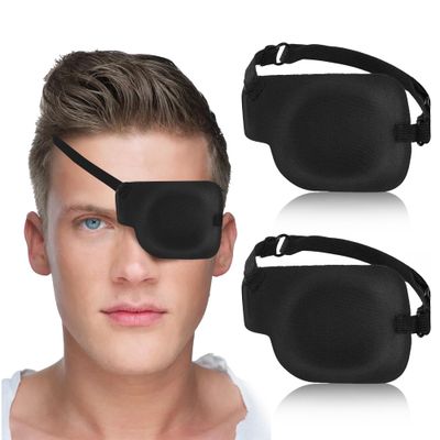 Eye Patches Cotton Eye Patches Eye Patches Medical Eye Patches for Adults and Kids, 2 Pcs 3D Eye Patch Black Adjustable Medical Eyepatch Left Eye
