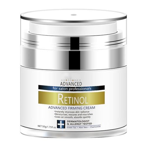 Retinol Advanced Firming Cream, Retinol Face Cream with Aloe Vera and Chamomile Face Moisturizer for Dry Skin Fine Lines Sagging Skin Increase Skin Elasticity Skin Anti Aging Cream Unisex,1.75 Fl Oz