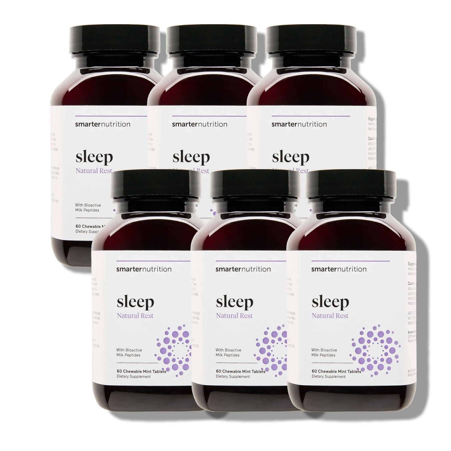 Smarter Sleep - Nighttime Sleep Aid with Bioactive Milk Peptides - Includes Melatonin, a Naturally-Occurring Hormone for Regulating Sleep 6 Pack 60 Chewable each bottle (360 Servings)