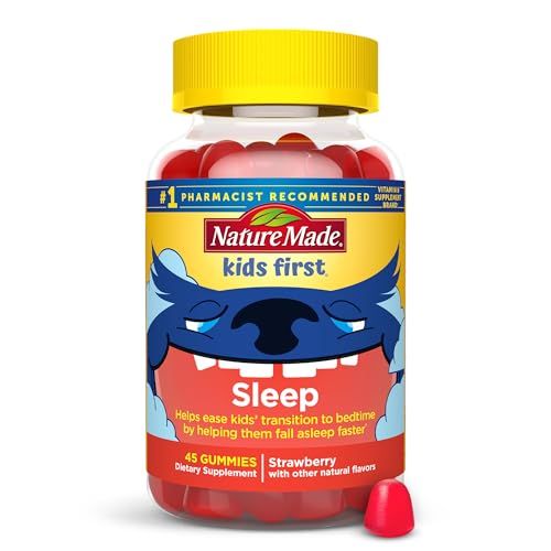 Nature Made Kids First Sleep Melatonin Gummies, 100 Drug-Free Sleep Aid, Kids Sleep Gummies for Restful Sleep, 45 Count