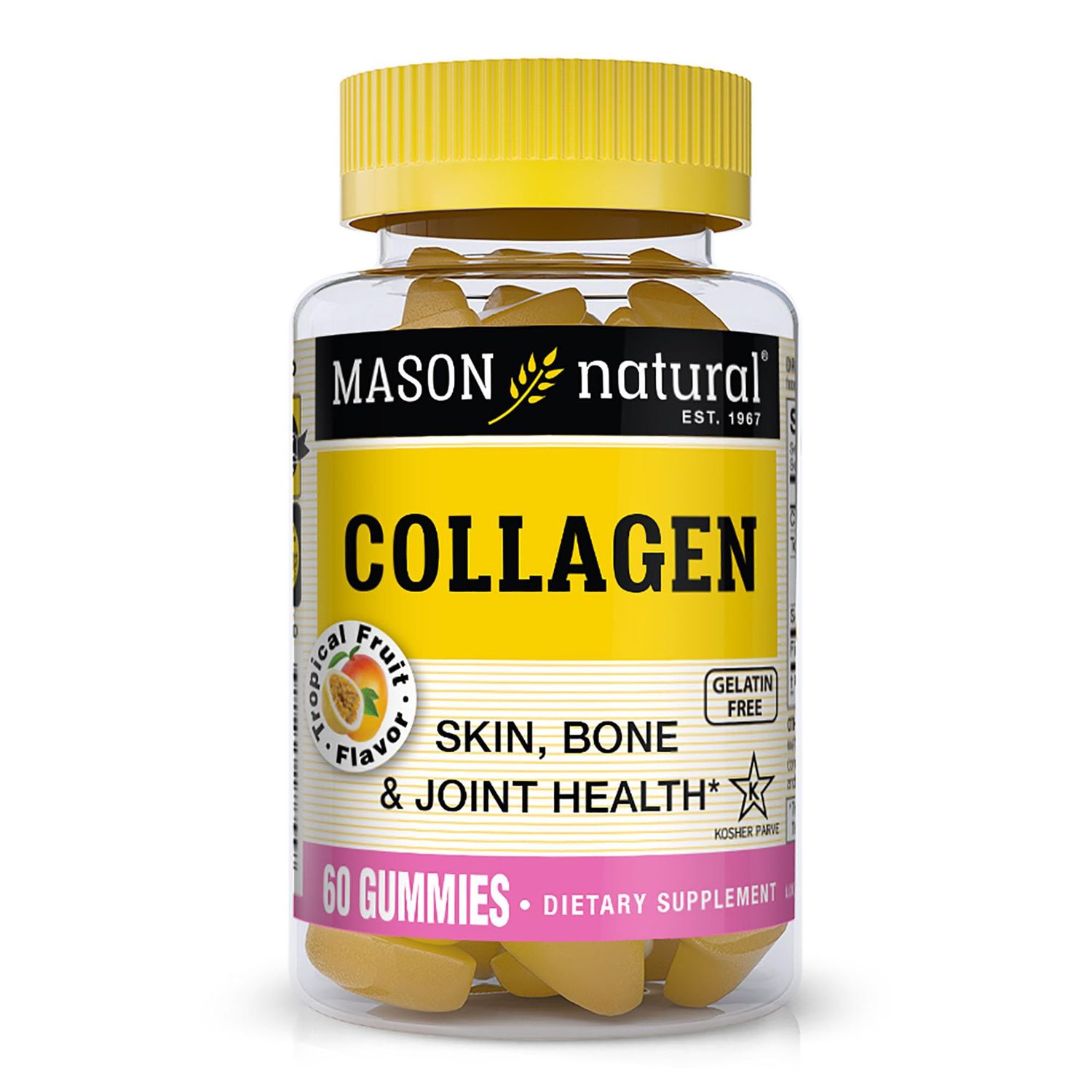 MASON NATURAL Collagen Gummies, Supports Healthy Skin, Bones Joints, Tropical Flavor, Kosher, 60 Gummies