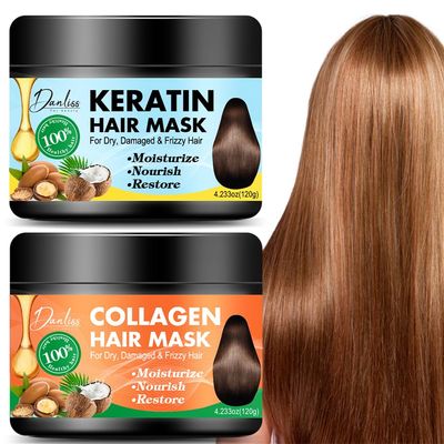 OFOBC Collagen Hair Mask Keratin Hair Mask,Hydrating Argan Oil Hair Repair Treatment Deep Conditioner Hair Protein Treatment for Dry Damaged Hair,Natural Keratin Hair Treatment Hair Masque(2pcs)