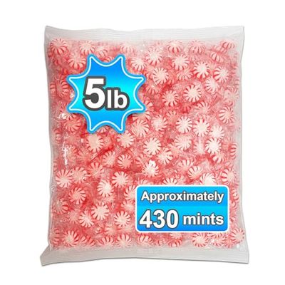 Peppermint Starlights Candy Mints. Real Peppermint Oil Infused, 5lb. Bulk Bag, Hard Candy, (Size-5 Pounds)