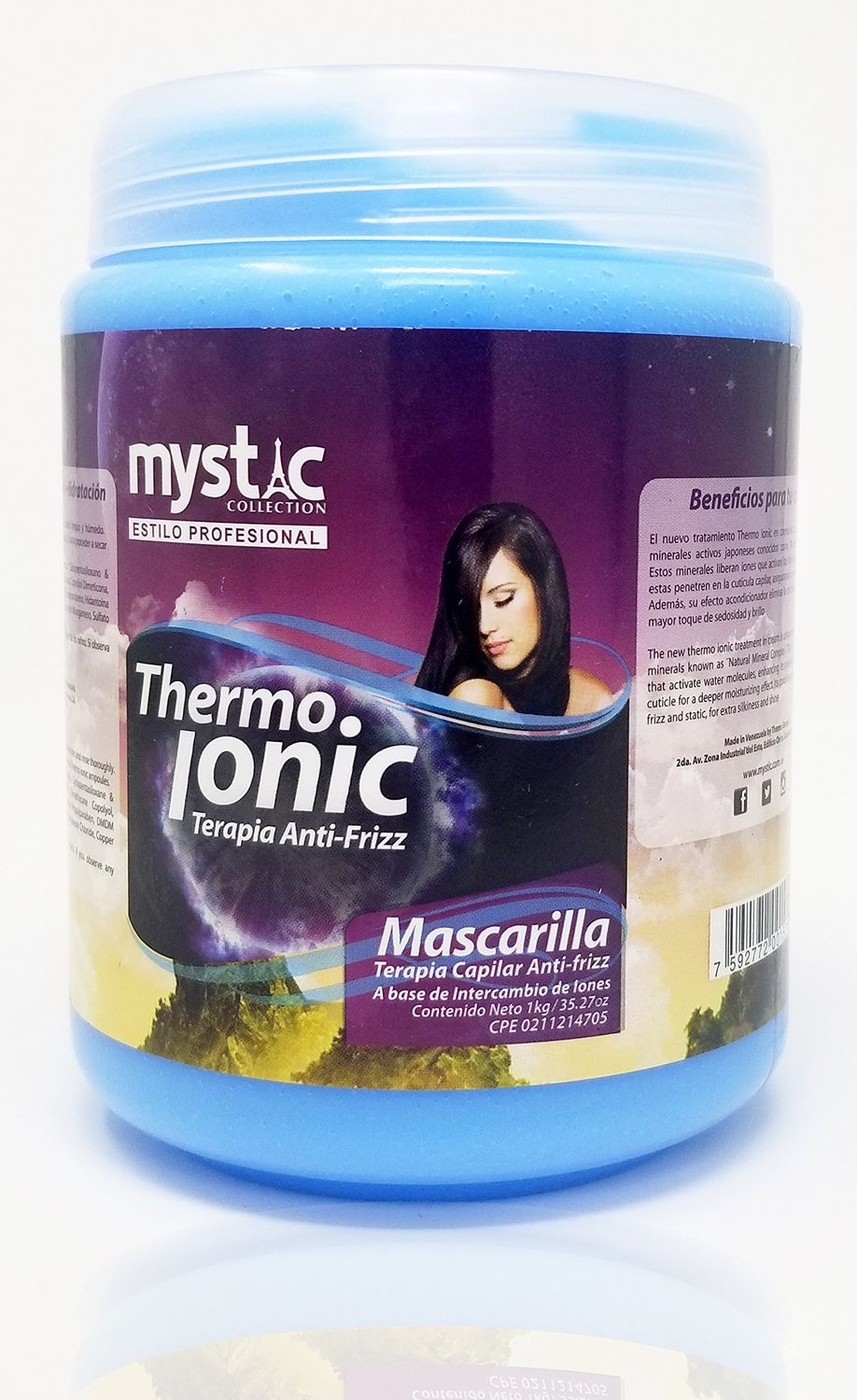 Thermo Group Mystic Thermo Ionic Anti Frizz Capillary Treatment Mask 35.27 Oz - Ionic Hair Treatment Mask For Straighter Frizz Free Smooth Silky Hair - Reduces Tangles and Enhances Curls