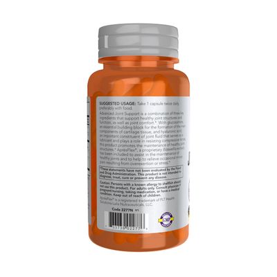 NOW Sports Nutrition, Advanced Joint Support, Glucosamine, Hyaluronic Acid, ApresFlex, 60 Capsules