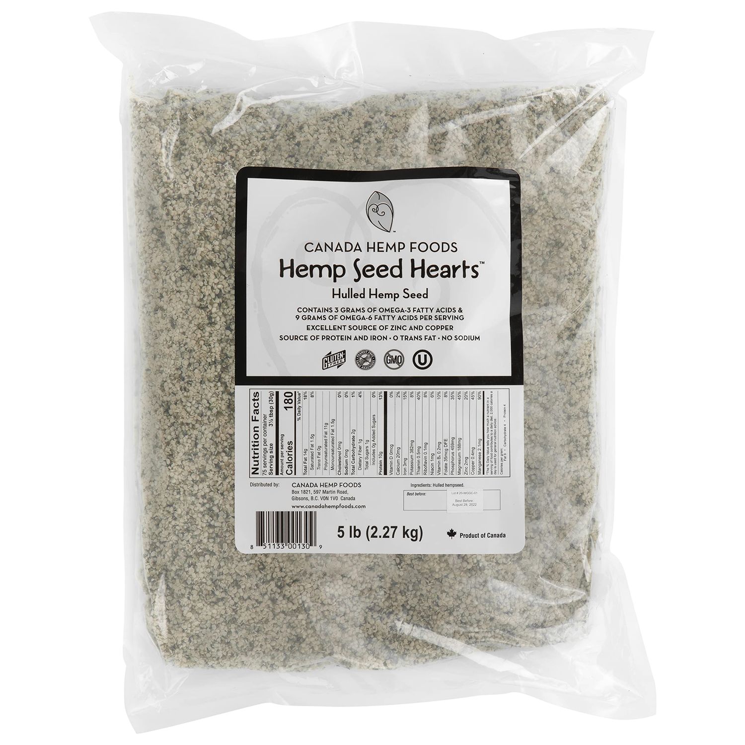Canada Hemp Foods Hemp Seed Hearts - Vegan Protein and Omega Superfood - NON-GMO, Gluten Free, KETO - 5lb Value Bag