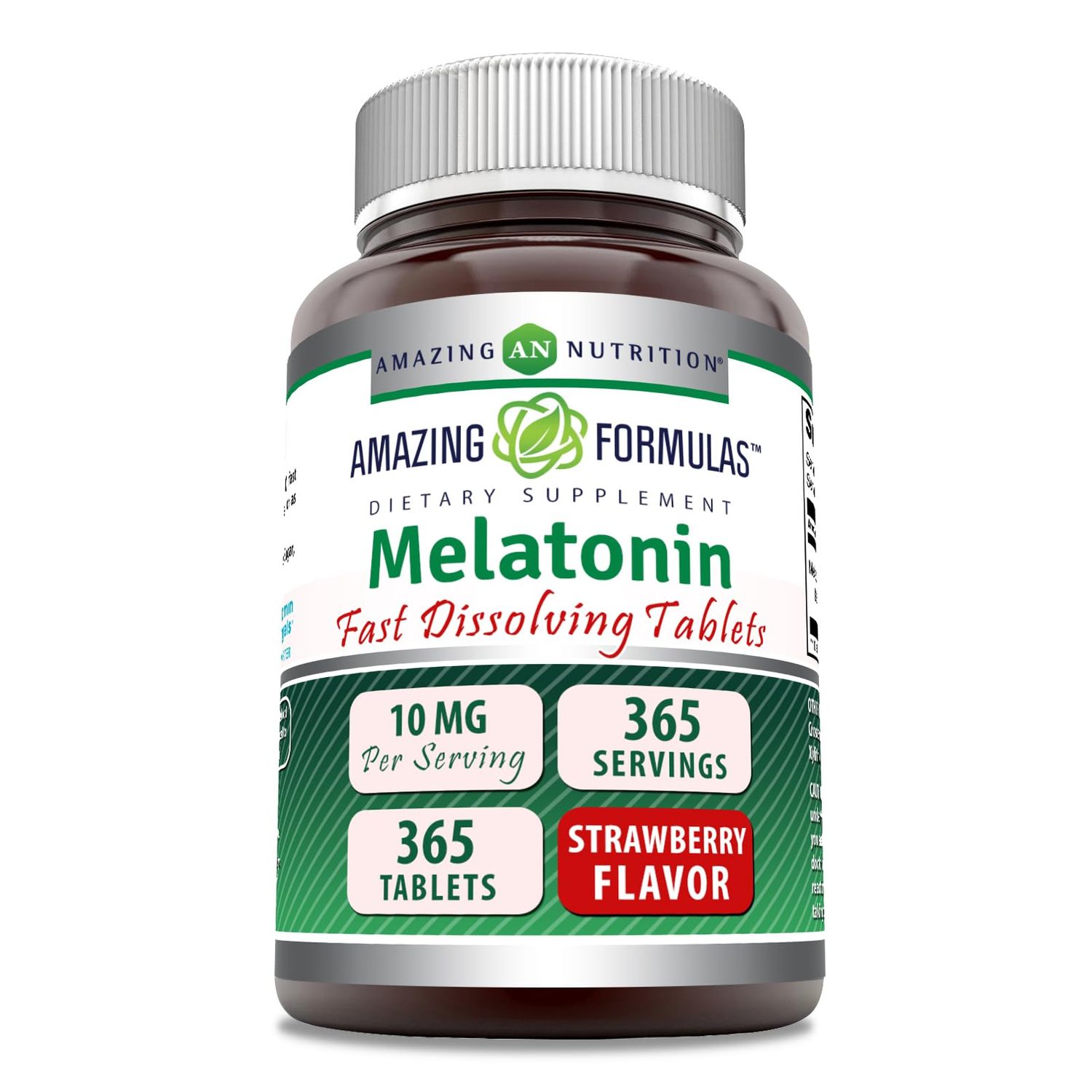 Amazing Formulas Melatonin Fast Dissolve 10 Mg Tablets Non-GMO Gluten Free Made in USA (365 Count Strawberry)