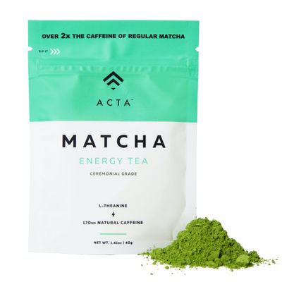 ACTA Matcha Energy Tea 40g, High Caffeine (170mg) Blend for Increased Focus Clarity, Perfect Coffee Alternative Made with Ceremonial Grade Matcha Green Tea Powder from Japan