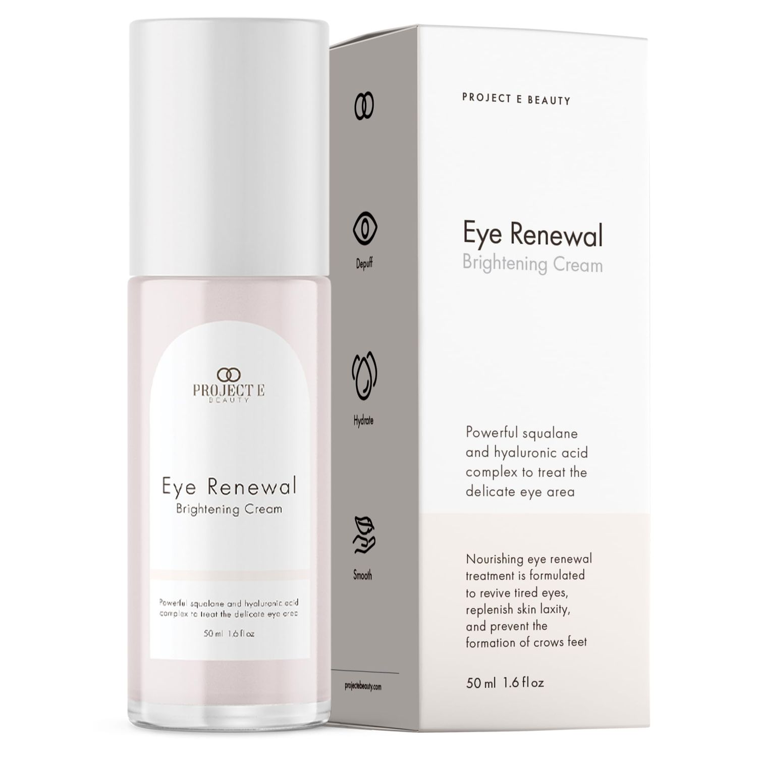 Project E Beauty Eye Renewal Brightening Cream Advanced Anti-Aging Under Eye Cream Visibly Reduces Wrinkles, Puffiness Dark Circles Intensive Hydration Illuminates Firms 1.6 fl. oz.