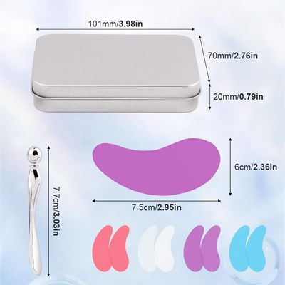 Bibabala Under Eye Patches Silicone Patch Set With Case Cream Applicator Reusable Silicone(Transparent Pink Blue Purple)