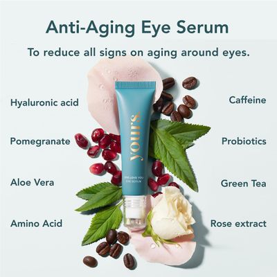 YOURS Eye Serum with Caffeine Antioxidants Hydrates and Brightens Under Eye Area Restores Skin Firmness and Reduces Appearance of Fine Lines