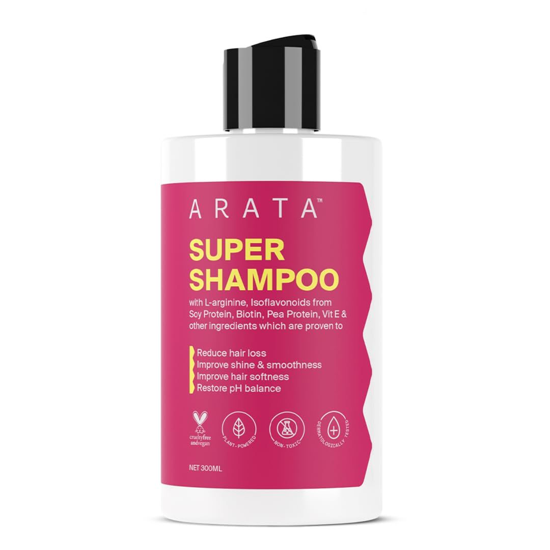 Arata Regenerating 5-in-1 Super Shampoo Ayurvedic Onion Oil, Bhringraj, Apple Cider Vinegar, Argan Oil Reduces Hair Fall Thinning With Aging For Women Men - 10 Fl Oz