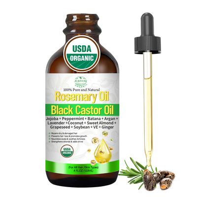 MMPANG USDA Organic Rosemary Castor Batana Oil Blend for Hair Growth, Scalp Care - Soothes Itchy Scalp, Repairs Dry Hair Nourishes Roots - 4 Fl Oz Organic Cold-Pressed Hair Oil for All Hair Types