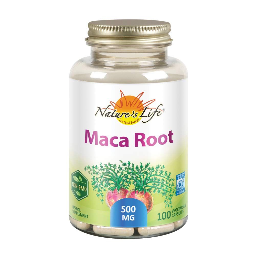 Nature&#39;s Life Maca Root 500mg Healthy Energy, Vitality Stamina Support Non-GMO, Vegan No Fillers 100 Veg Caps