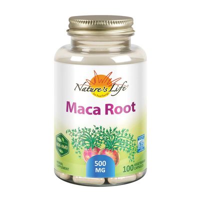 Nature&#39;s Life Maca Root 500mg Healthy Energy, Vitality Stamina Support Non-GMO, Vegan No Fillers 100 Veg Caps