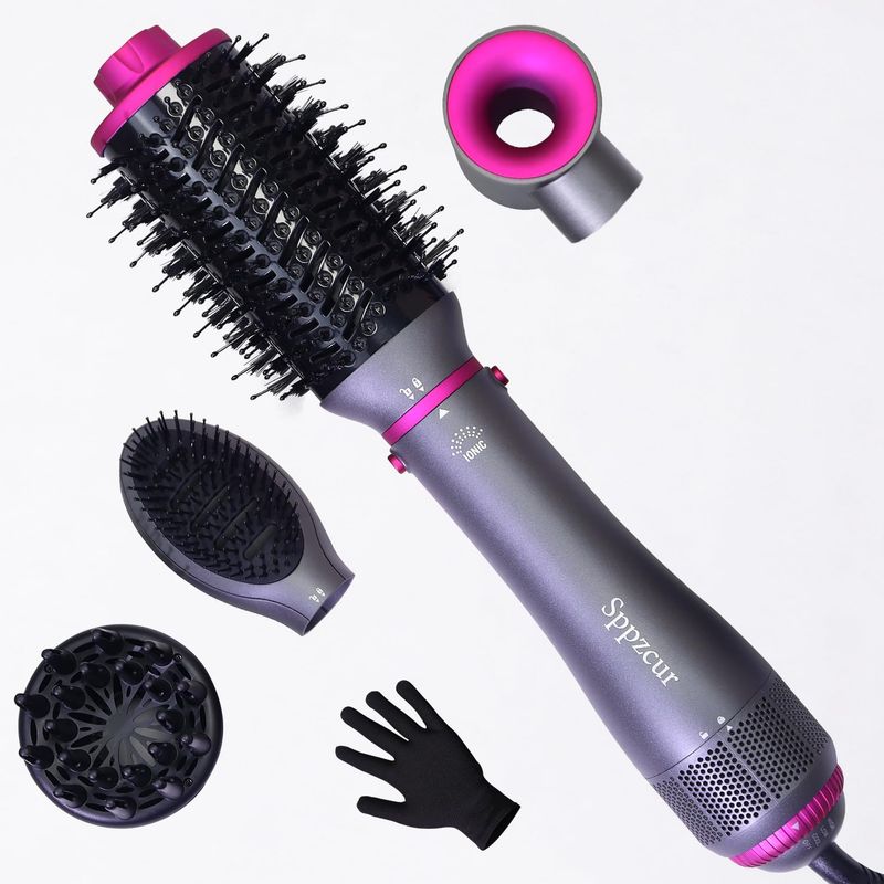 Hair Blow Dryer Brush 4-in-1, Blowout Brush, Multi Hair Styler Negative Ion Detachable Hair Dryer with Diffuser, Hot Air Brush, with Comb Brush for Women, Salon, Household