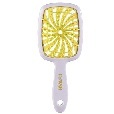 Detangler Brush for Wet and Dry Hair - Anti-Breakage, Anti-Static Bristle Vented Plus for Curly, Fine, Fragile Hair - Mini Travel Wet Detangling Care Tool for Women and Men - Lemon
