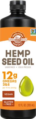 Manitoba Harvest Hemp Seed Oil, Cold Pressed, Premium Quality, 12g of Omegas 3 6 Per Serving, Hydrate Nourish Skin, Non-GMO, Vegan, Gluten Free, Great for cooking, salad dressings, 12 Fl Oz
