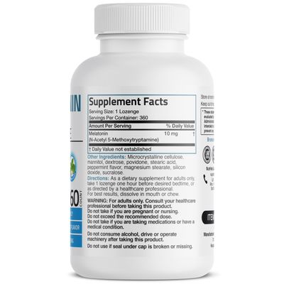 Bronson Melatonin 10 MG Fast Dissolve Peppermint Tablets, Promotes Relaxation, 360 Chewable Vegetarian Lozenges