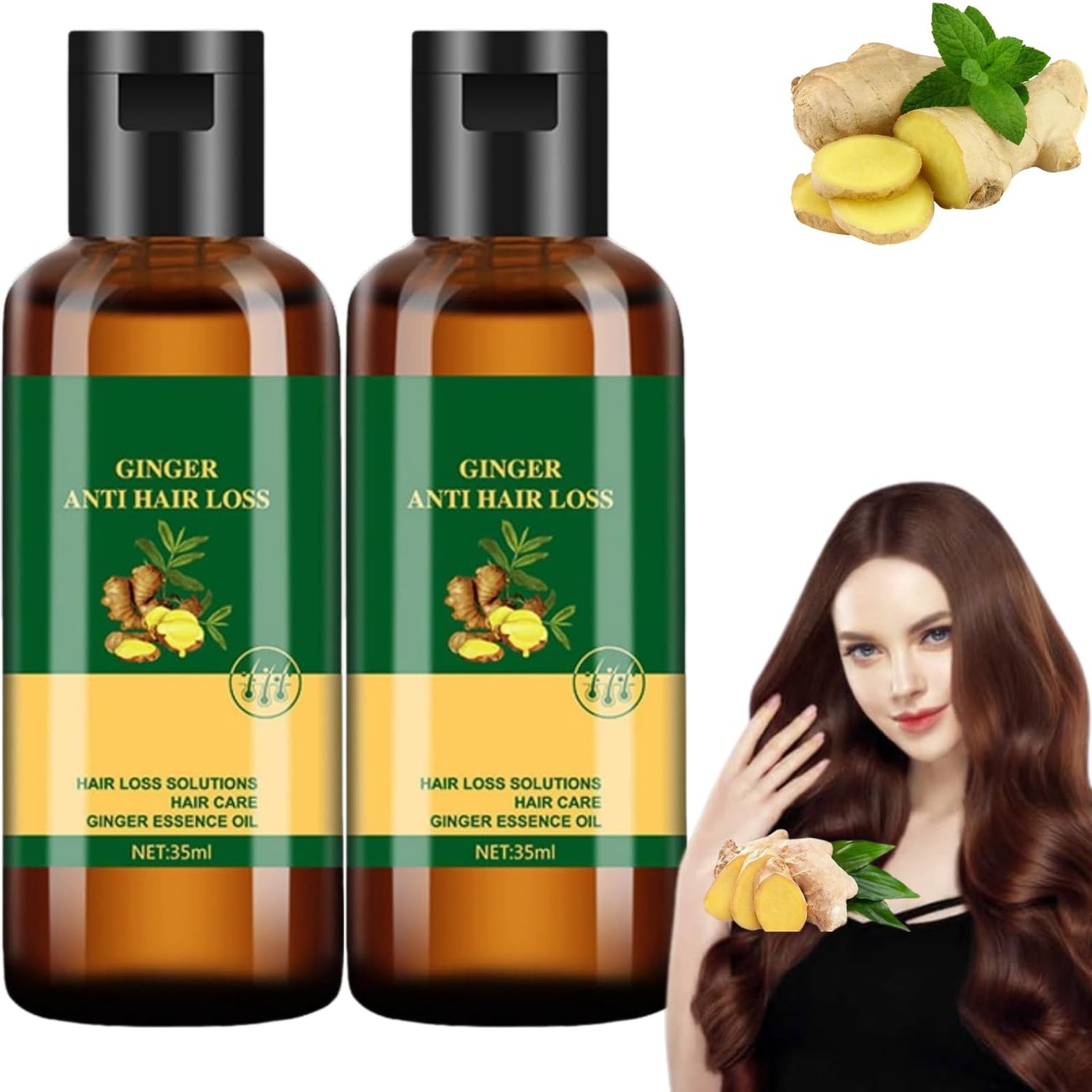 2PCS Lidoria Ginger Anti Hair Loss, Lidoria Essential Oil, Lidoria Hair Oil, Natural Ginger Hair, Repair Damaged Hair, Nourishes Hair Roots