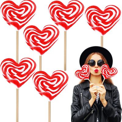 Fruidles Jumbo Swirl Lollipop Red and White Heart Design, Party Bag Fillers, Individually Wrapped, 80g (6-Pack)