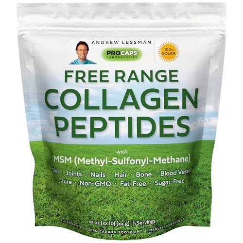 ANDREW LESSMAN Free Range Collagen Peptides Powder 240 Servings - Supports Smooth Soft Skin, Comfortable Joints. Pure. Super Soluble. Unflavored. No Sugar. No Additives.