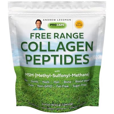 ANDREW LESSMAN Free Range Collagen Peptides Powder 240 Servings - Supports Smooth Soft Skin, Comfortable Joints. Pure. Super Soluble. Unflavored. No Sugar. No Additives.