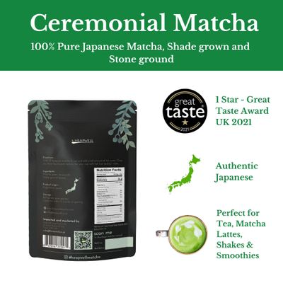 Heapwell Japanese Matcha - Premium Ceremonial AAA Grade Matcha Tea Authentic Japanese Origin (1.05oz (30g), Ceremonial Grade)