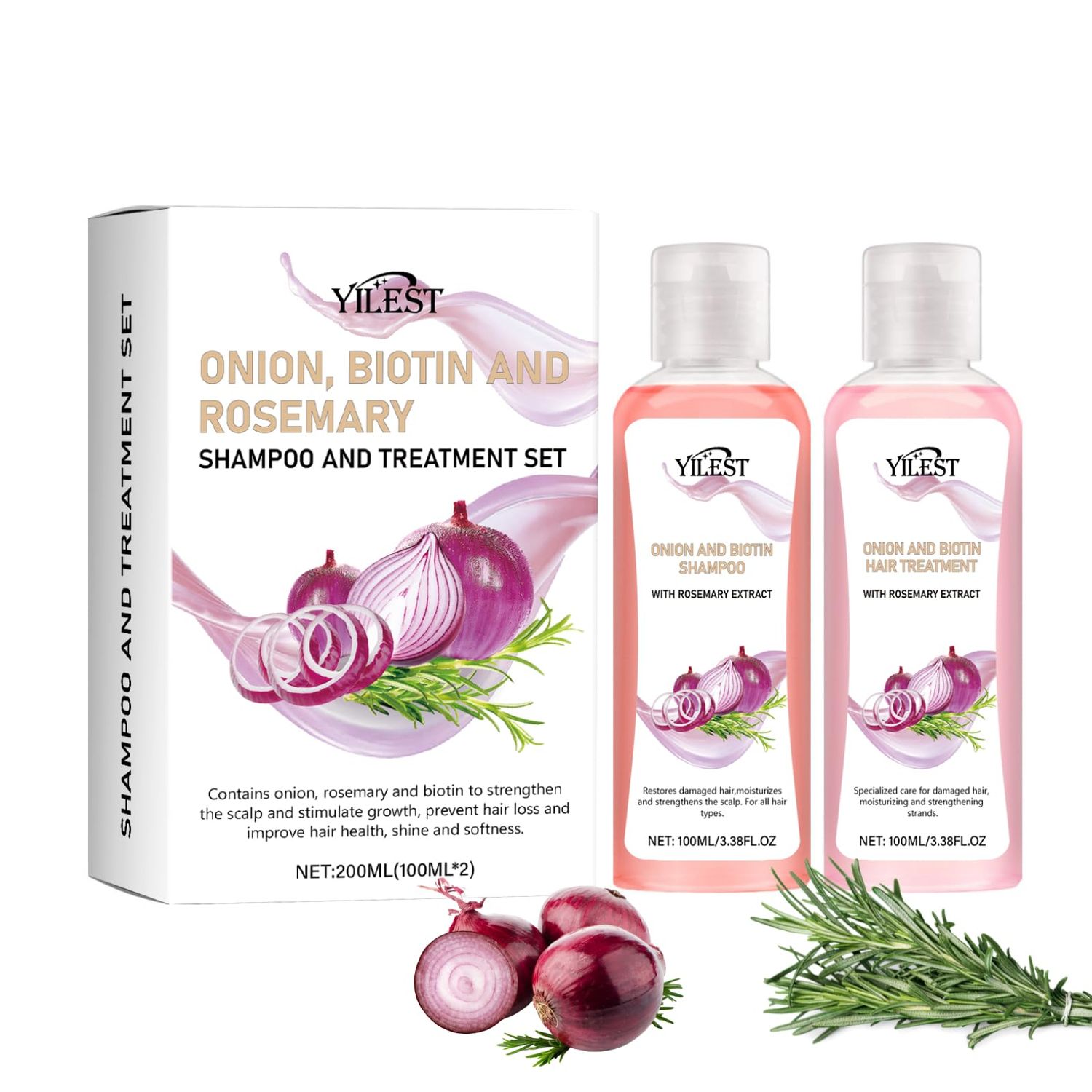 Onion Biotin and Rosemary Shampoo, 2PCS Onion Shampoo for Hair Growth, Natural Hair Care, Growth Shampoo Suitable for All Hair Types, Relieving Hair Loss, Promoting Hair Growth (1PC)