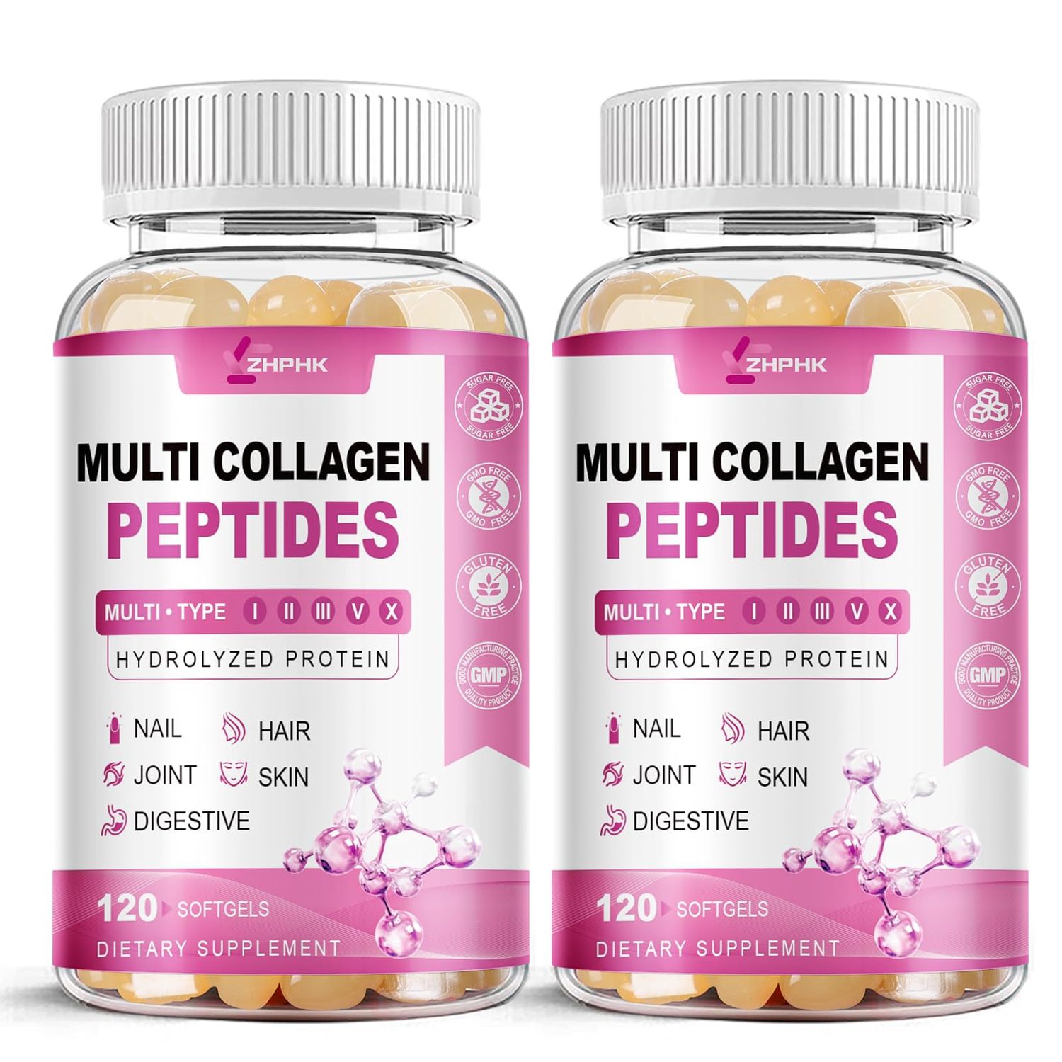 Hydrolyzed Collagen for Women Multi Collagen Peptides Complex Softgels 2000mg Collagen Supplement Type I II III V X with Hyaluronic Acid Biotin Vitamin C - Support Skin Hair Nail Health 240 Count