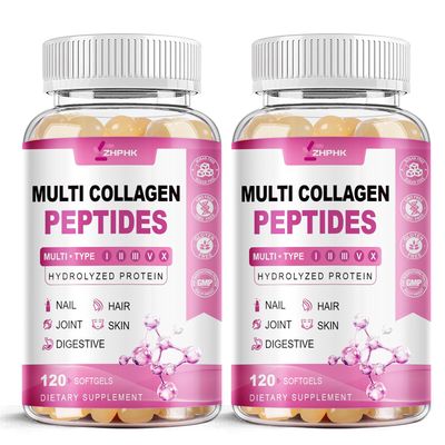 Hydrolyzed Collagen for Women Multi Collagen Peptides Complex Softgels 2000mg Collagen Supplement Type I II III V X with Hyaluronic Acid Biotin Vitamin C - Support Skin Hair Nail Health 240 Count