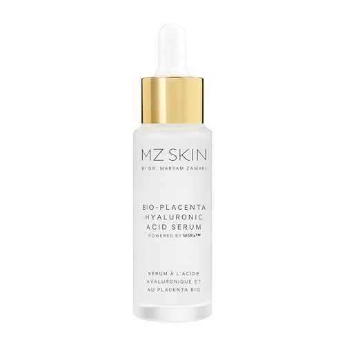 MZ SKIN Bio-Placenta Hyaluronic Acid Serum, Powered By M5Rx, With Multi-Molecular 4D Complex Bio-Mimetic Placenta for Deep Hydration Plumping, All Skin Types, Fragrance Free, 1.01 fl oz